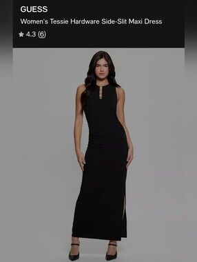 GUESS Black Tessie Hardware Side-Slit Maxi Dress
